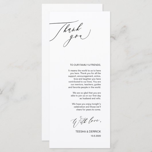 Romantique Black Script Place de réglage Carte de (Devant / Derrière)