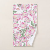 Romantique blanc rose jaune d'été rose floral (Serviette à main)