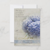 Romantique Blue Hydrangeas mariage RSVP (Dos)