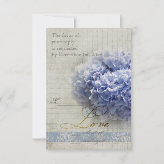 Romantique Blue Hydrangeas mariage RSVP (Dos)