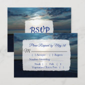 Romantique Blue Ocean Sunset Wedding carte RSVP (Devant / Derrière)