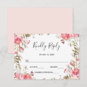 Romantique Blush Bloom Mariage floral RSVP (Devant / Derrière)