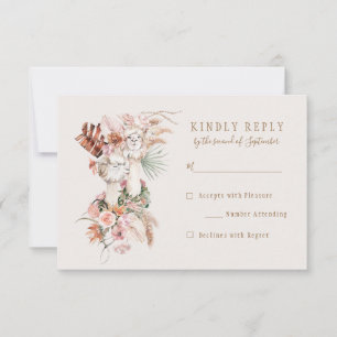 Romantique Bohème Llama Wedding RSVP Réponse