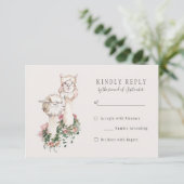Romantique Bohème Llama Wedding RSVP Réponse (Debout devant)