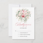 Romantique Boho Roses Roses Verdure Mariage RSVP (Devant)