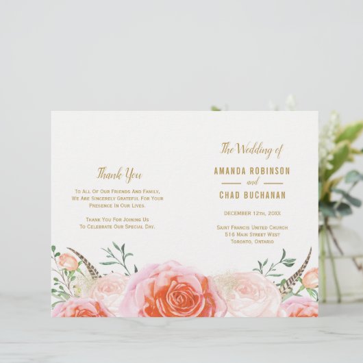 Romantique Boho Tribal Wedding Programmes (Debout devant)