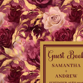 Romantique Bourgogne Blush Gold Mariage Livre d'hô