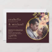 Romantique Bourgogne Florale Mariage Invitation (Devant)