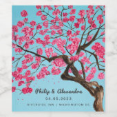 Romantique Cerise Fleurs Vins Étiquette (Étiquettes simples)