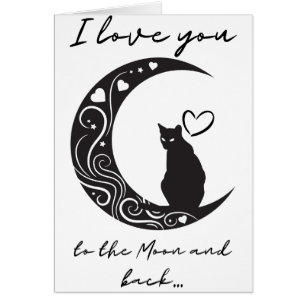 Romantique chat simple plié carte de voeux