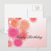 Romantique corail rouge floral Anniversaire Carte  (Devant / Derrière)