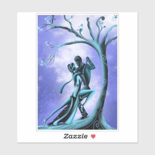 Romantique Couple Dansez le Sticker Tango (Feuille)