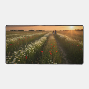 Romantique Couple Marcher dans la prairie d'été