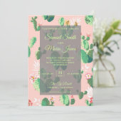 Romantique Désert Floral Cactus Faire-part de mari (Debout devant)