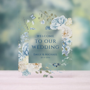 Romantique Dusty Blue Welcome Floral Mariage