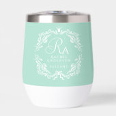 Romantique Élégant Feuillage Monogramme Vert (Avant)