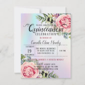 Romantique Elégant Floral Quinceañera Invitation (Devant)