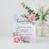 Romantique Elégant Floral Quinceañera Invitation (Debout devant)