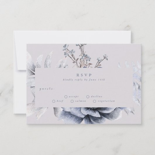 Romantique Elégant Hiver Mariage Floral Carte RSVP (Devant)