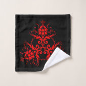 Romantique, Elégant Vintage Damask Red Goth (Gant de toilette)