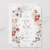 Romantique Faire-part de mariage floral rose blanc (Devant)
