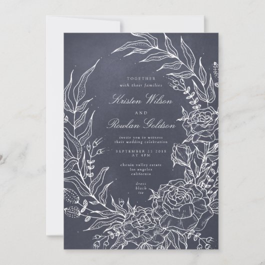 Romantique Faire-part de mariage Gris Fleur Fleur (Devant)