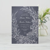 Romantique Faire-part de mariage Gris Fleur Fleur (Debout devant)