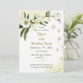 romantique fleurs blanches et or invitation annive (Debout devant)
