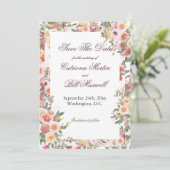 Romantique Floral Enregistrer la carte de date (Debout devant)