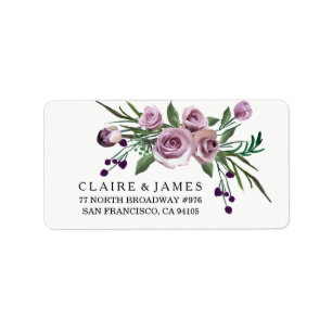 Romantique Floral violet Rose Étiquette de adresse