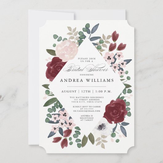 Romantique Florals Invitation de la douche nuptial (Devant)