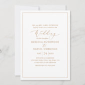 Romantique Gold Calligraphie Mariage Invitations (Devant)