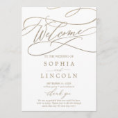 Romantique Gold Calligraphie Programme de mariage (Devant)