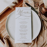 Romantique Gold Calligraphy Mariage Dîner Menu<br><div class="desc">Cette carte de menu romantique en calligraphie or mariage pour dîner est parfaite pour un mariage simple. Le design classique moderne comprend des tourbillons fantaisistes et des fleurs fantaisistes avec une magnifique typographie de feuille d'or en faux champagne. Ce menu peut être utilisé pour une réception de mariage, un dîner...</div>