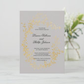 Romantique Gold Wreath Floral Wedding Invitations (Debout devant)