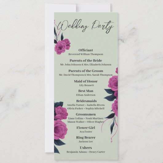 Romantique Gothique Lovers Programme de Mariage Mi (Dos)