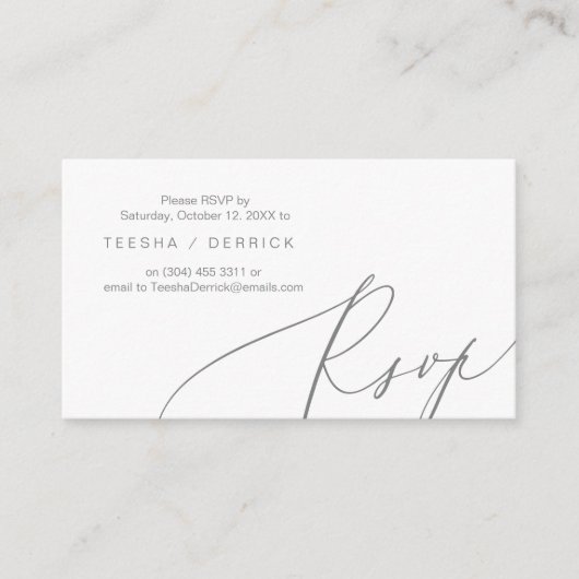 Romantique, gris foncé, Invitation RSVP, répondez (Devant)