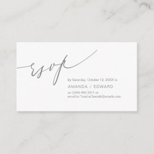 Romantique, gris foncé, Invitation RSVP, répondez
