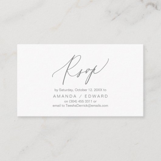 Romantique, gris foncé, Invitation RSVP, répondre (Devant)