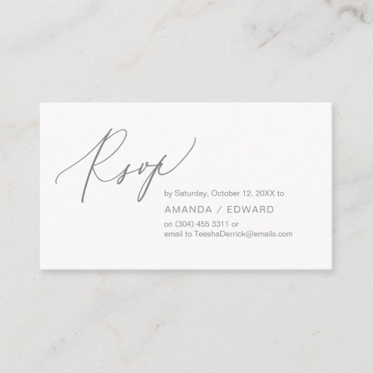 Romantique, gris foncé, Invitation RSVP, répondre (Devant)