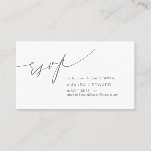 Romantique, gris foncé, Invitation RSVP, répondre (Devant)