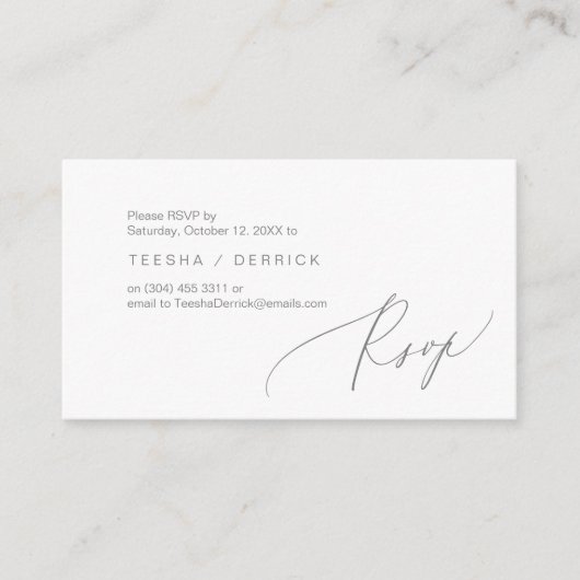 Romantique, gris foncé, Invitation RSVP, répondre (Devant)