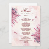 Romantique Japon rose cerisier Mariage Menu (Devant / Derrière)