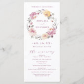 Romantique jardin mauve programme de mariage flora (Devant)