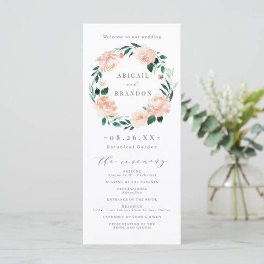 Romantique jardin pêche programme de mariage flora (Debout devant)