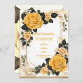 Romantique jaune Rose Mariage Invitations (Devant / Derrière)