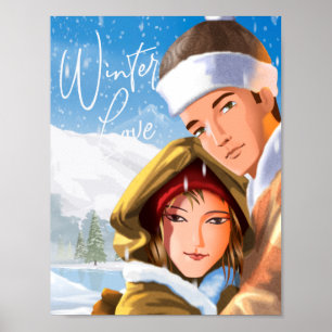 Romantique Joyeux Vacances Hiver Amour Poster Papi