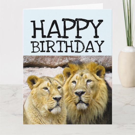 ROMANTIQUE LION COUPLE ANNIVERSAIRE GRANDE CARTE (Devant)