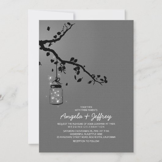 Romantique lucioles faire-part de mariage de bocal (Devant)