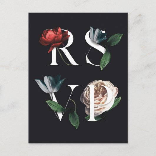 Romantique mariage botanique RSVP Carte postale V (Devant)